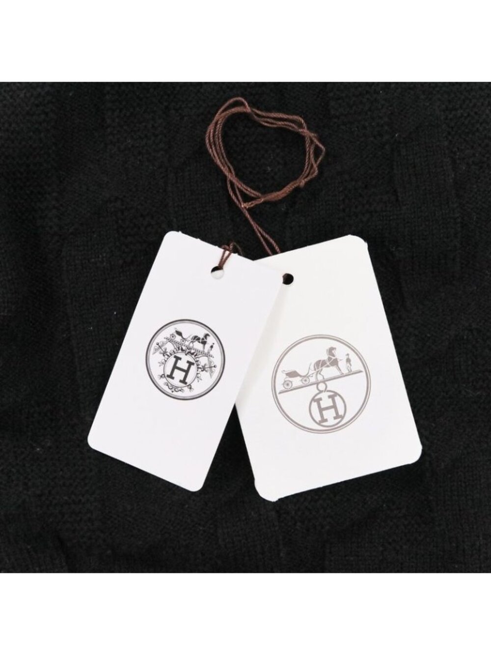 Hermes Short Sleeve H Jacquard Knit Sweater Size 36 Black 24AW - Picture 10 of 12